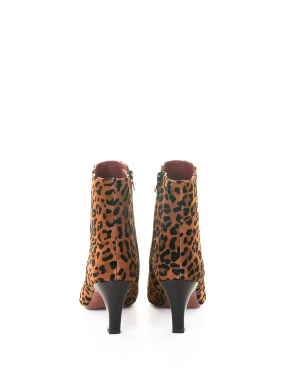 leopard suede ankle boot with heel