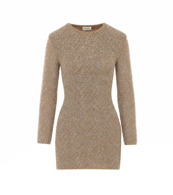 Abito mini beige con paillettes Saint Laurent