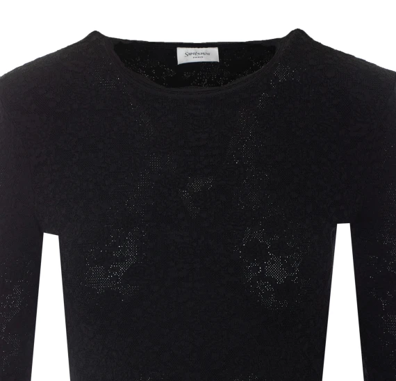 Black mini dress in floral mesh knit Saint Laurent