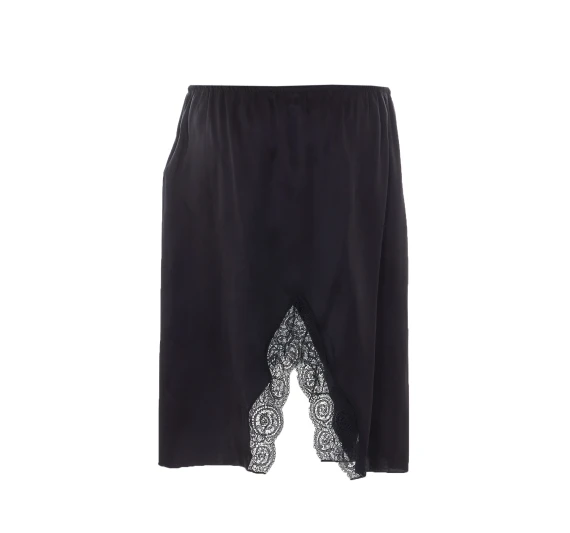 Black silk mini skirt with double-face lace Saint Laurent