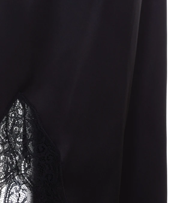 Black silk mini skirt with double-face lace Saint Laurent