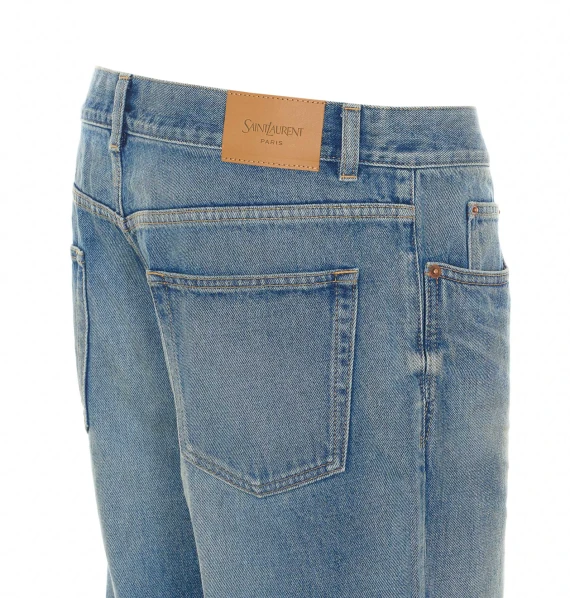 Blue mid-rise tapered jeans Saint Laurent