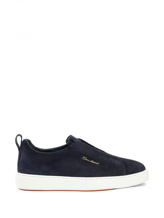 Slip-on sneakers in suede and rubber sole