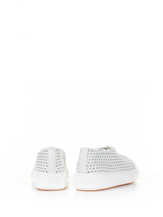 White sneaker in perforated leather