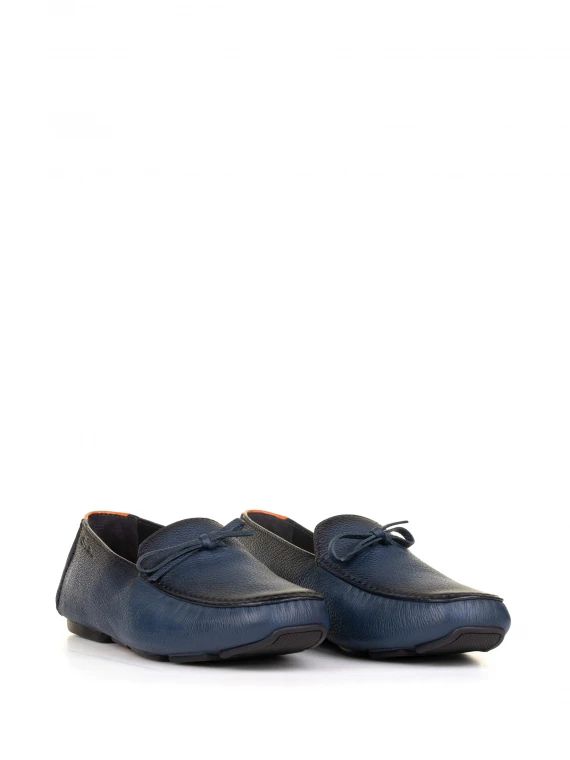 Mocassino blu in pelle