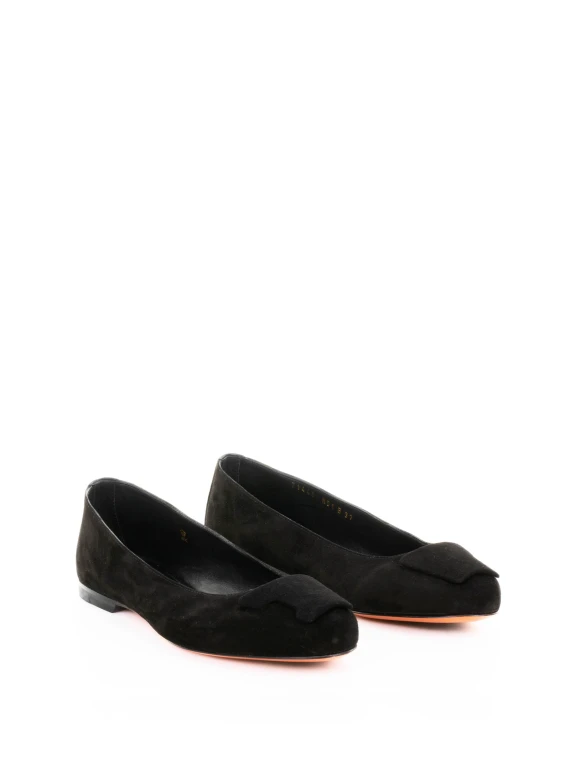 Black suede ballet flats