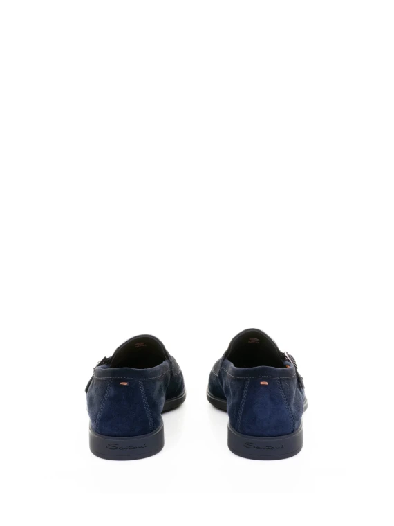 Mocassino Blu doppia fibbia in suede