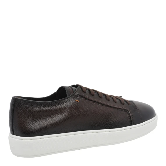 Sneakers in pelle di vitello marrone scuro Santoni