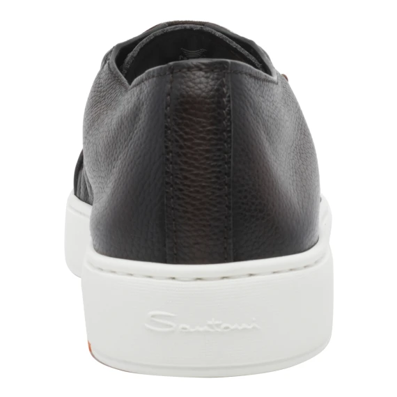 Sneakers in pelle di vitello marrone scuro Santoni