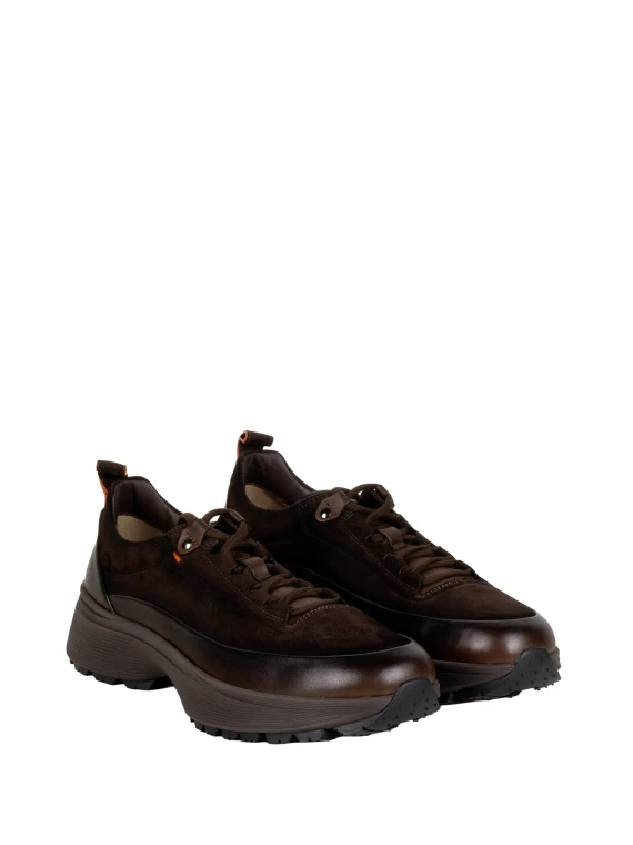 Dark brown lace-up sneakers Santoni
