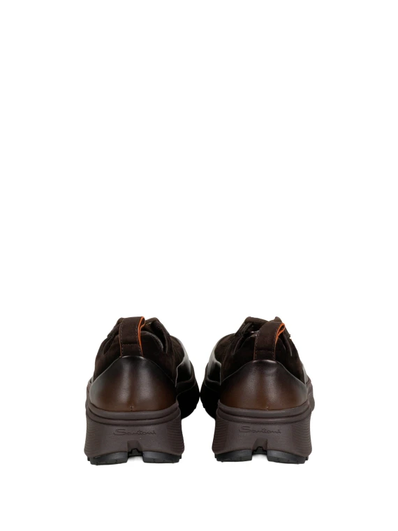 Dark brown lace-up sneakers Santoni