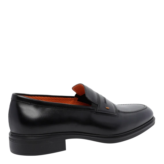 Black penny loafers in leather Santoni