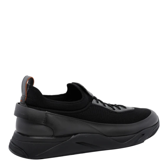 Grey sneakers in stretch fabric and leather Santoni
