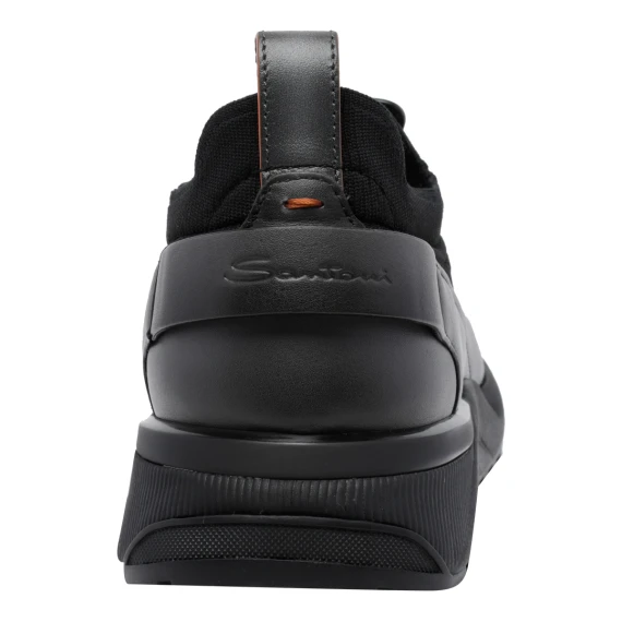 Grey sneakers in stretch fabric and leather Santoni