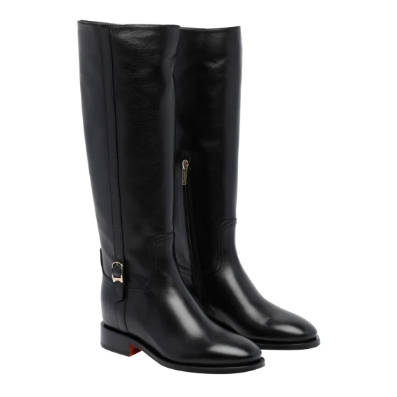 Black leather boot Santoni