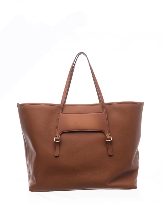 Leather shopping bag with logo