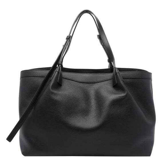 Borsa a spalla Secret in pelle di vitello nera Serapian