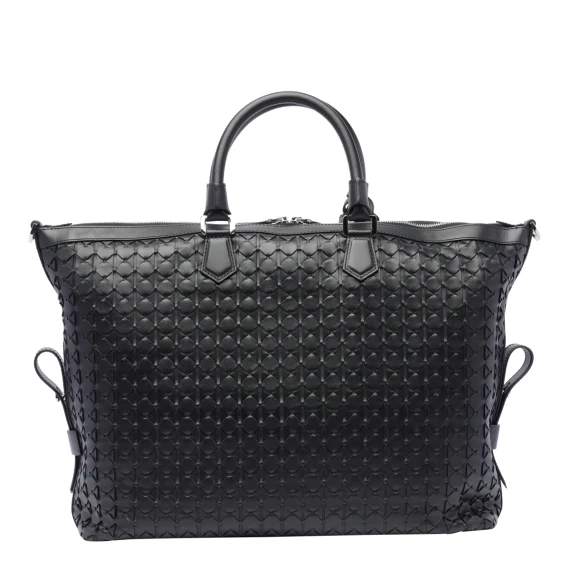 Borsa da lavoro Mosaico in pelle di vitello nera Serapian