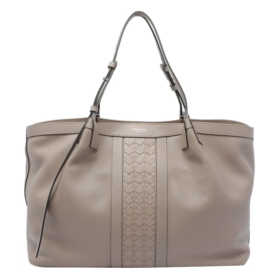 Borsa tote in pelle di vitello beige Serapian