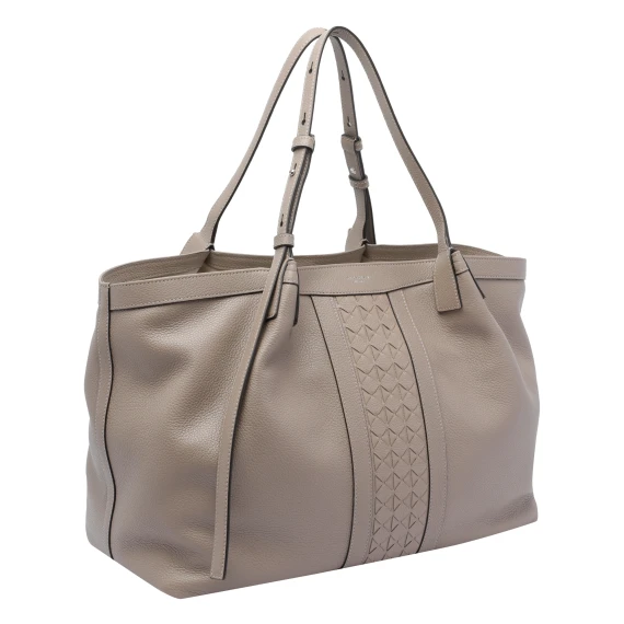 Borsa tote in pelle di vitello beige Serapian