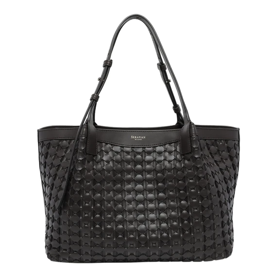 Borsa tote Secret Mosaico piccola nera Serapian