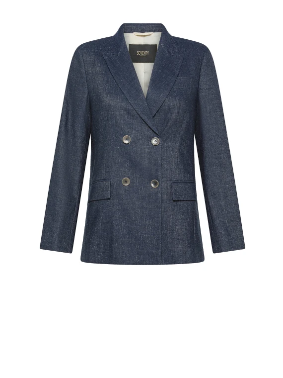 Giacca doppiopetto blu stretch