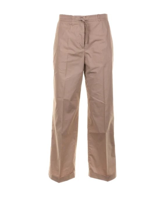 Beige stretch poplin trousers