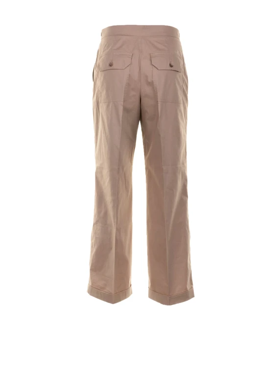 Beige stretch poplin trousers