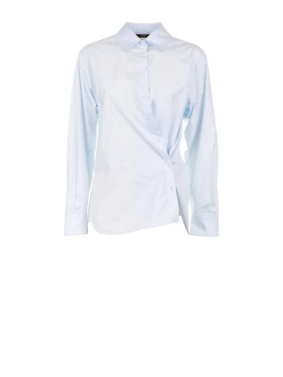 Women's light blue stretch poplin shirt