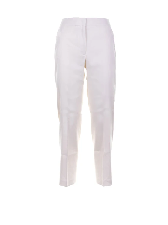 White stretch trousers in cotton and linen blend