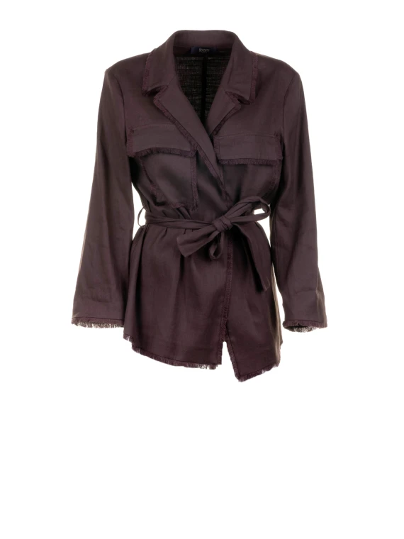 Giacca blazer donna marrone in misto lino cotone stretch