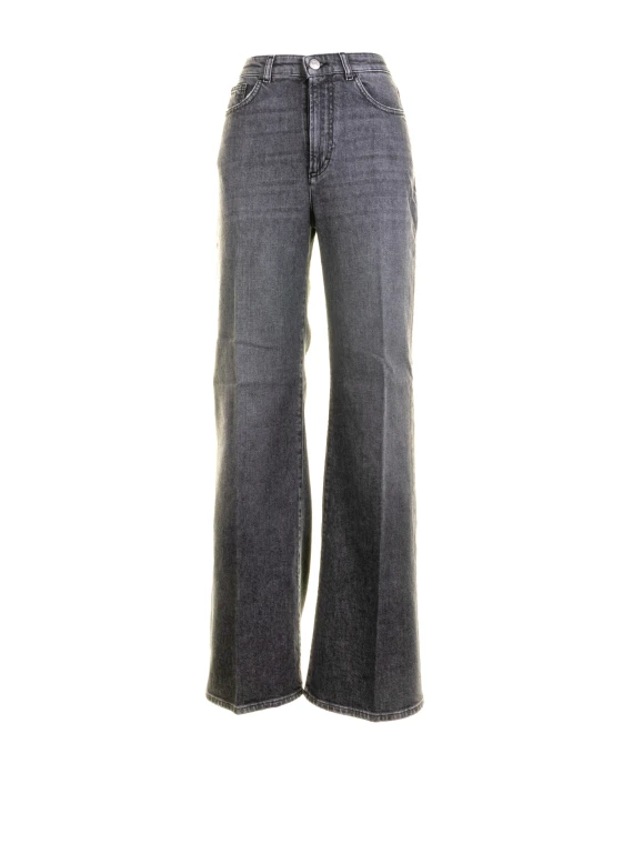 Pantalone a vita alta in denim nero
