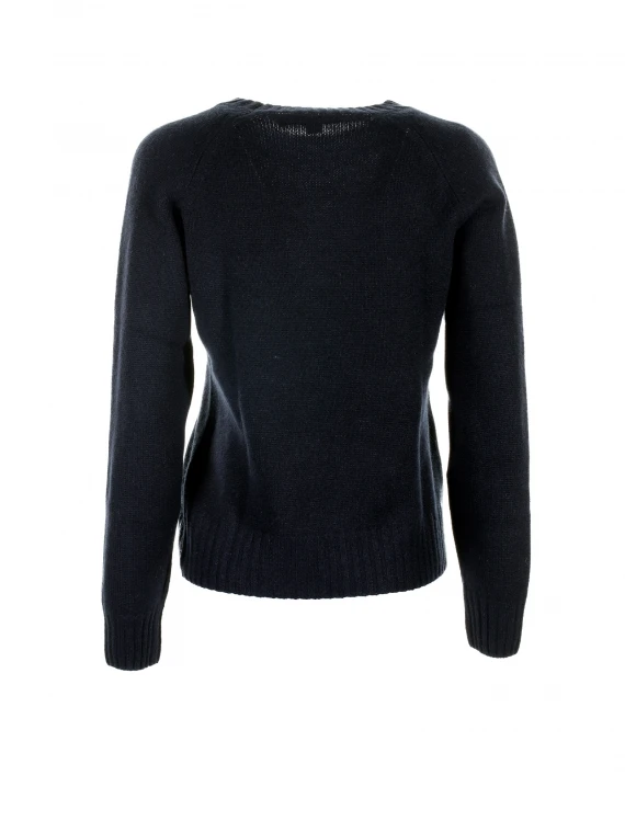 Blue crew-neck sweater in cashmere