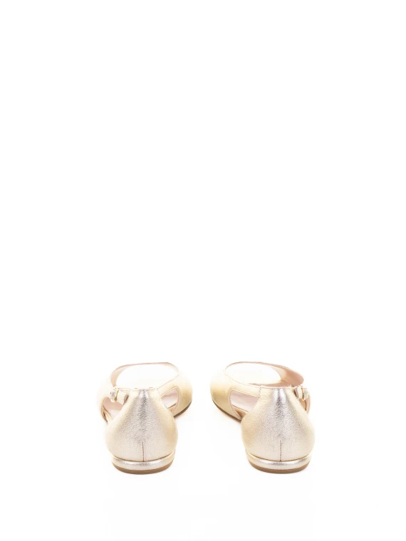 Ballerina open to the sides in laminated leather