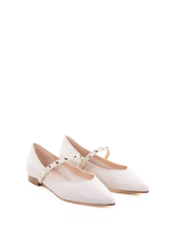 Ballerina white leather with strap