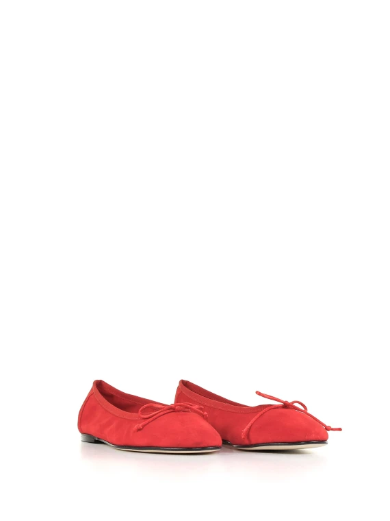 Suede ballerina shoes with bow detail