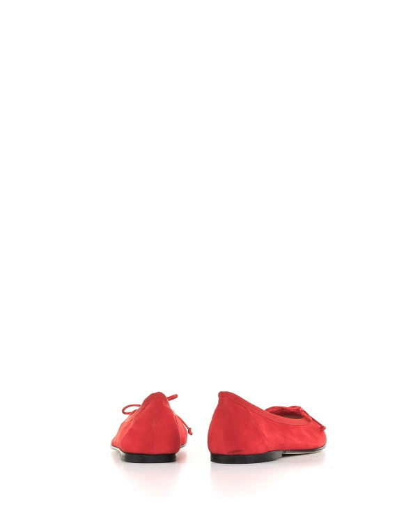 Suede ballerina shoes with bow detail