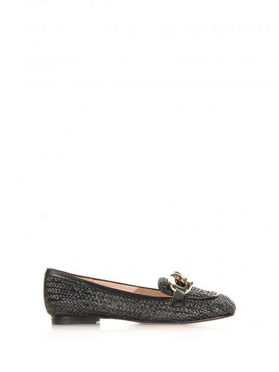 Loafer  in woven nappa leather with jewel