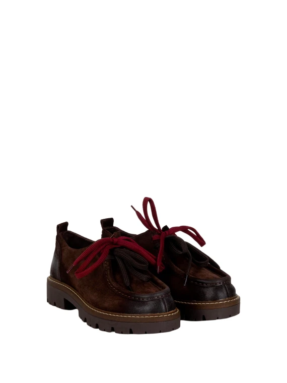 Dark brown lace-up flat shoes Stokton