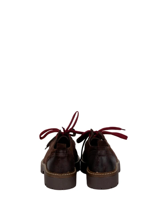 Dark brown lace-up flat shoes Stokton