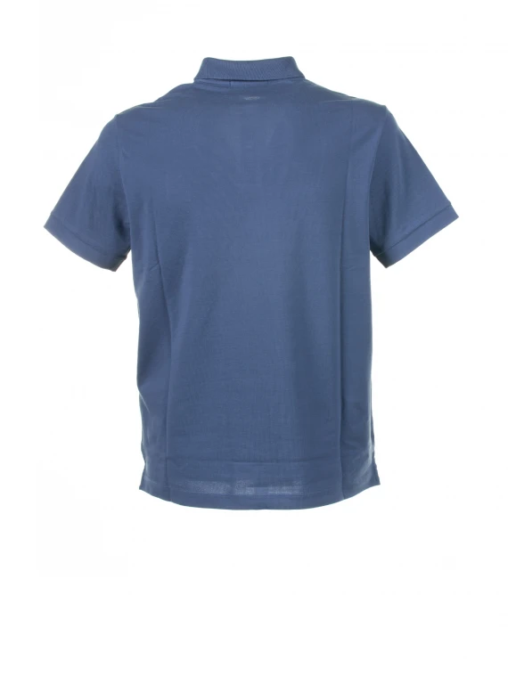 Blue short-sleeved polo shirt with logo