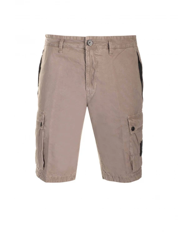 Beige Bermuda shorts with logo