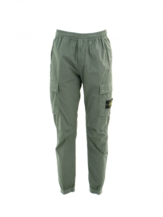 Green trousers with big pockets and side logo