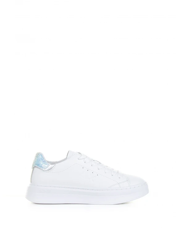 White silver Grace sneaker in leather