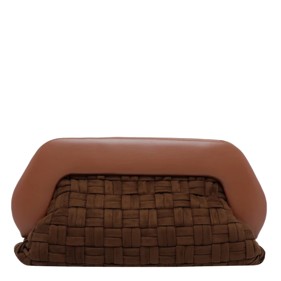 Brown Suede Bios Effect Clutch THE MOIRE'