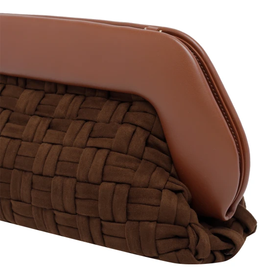 Brown Suede Bios Effect Clutch THE MOIRE'