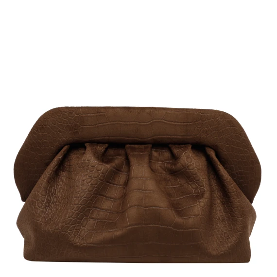 Brown Bios Suede Clutch THE MOIRE'