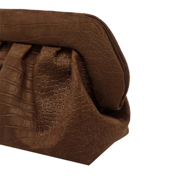 Brown Bios Suede Clutch THE MOIRE'