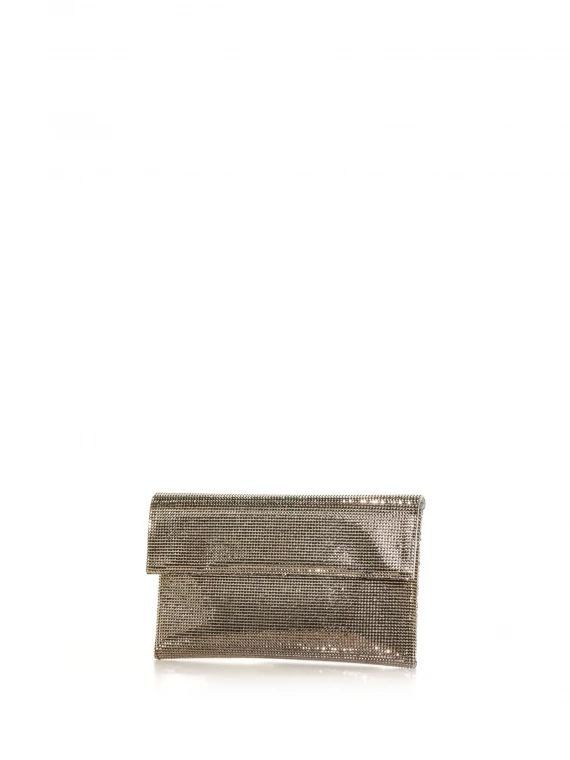 Clutch bag with shoulder strap and crystals