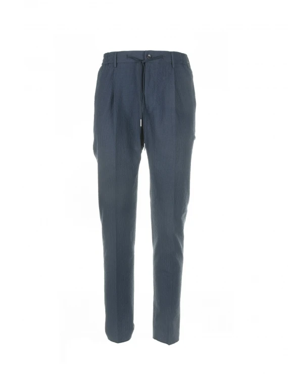 Blue trousers with drawstring